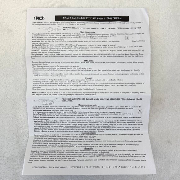 Roller Derby Adjustable Roller Skate Model 1972M Youth Girl Size 12-2 White Pink - Picture 9 of 12